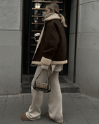 Aurora Chaqueta de ante sintético de cuero artificial