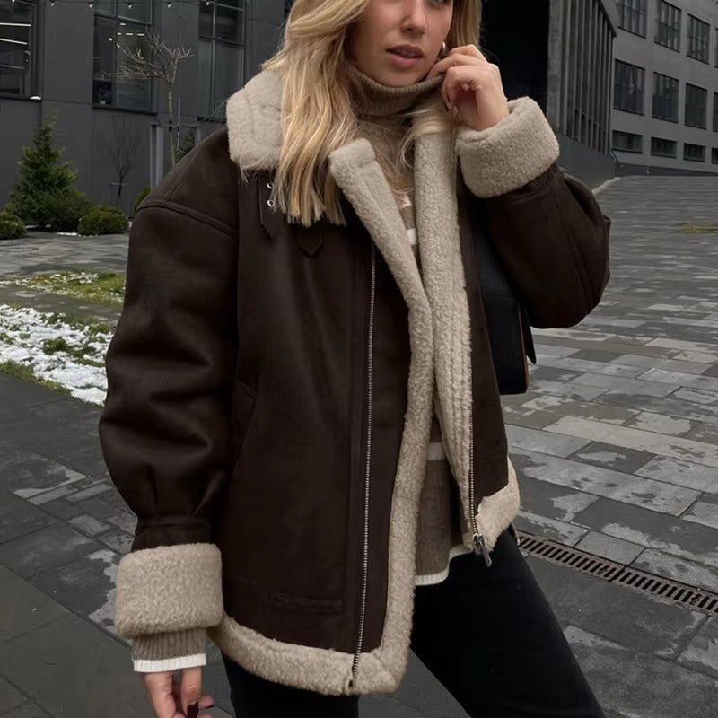 Aurora Chaqueta de ante sintético de cuero artificial
