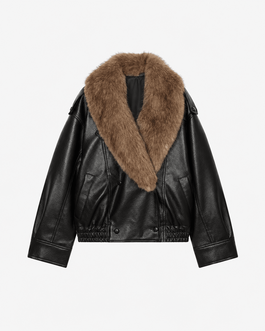 Chaqueta de piel sintética Francesca con cuello de pelo desmontable
