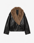 Chaqueta de piel sintética Francesca con cuello de pelo desmontable