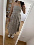 Airlin Vestido Maxi de Tirantes a Rayas con Fruncido
