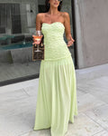 Alice vestido maxi floral sin tirantes con encaje