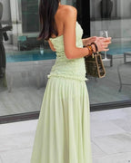 Alice vestido maxi floral sin tirantes con encaje