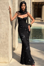 Vestido de graduación Beatrice con apliques y lazada en la espalda