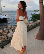 Conjunto Jane Top Halter Corto & Falda Plisada