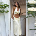 Conjunto Jane Top Halter Corto & Falda Plisada