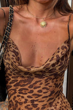 Vestido maxi Bianca leopard sheer cami