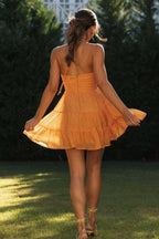 Vestido mini camisola patchwork con escote en V Bianca