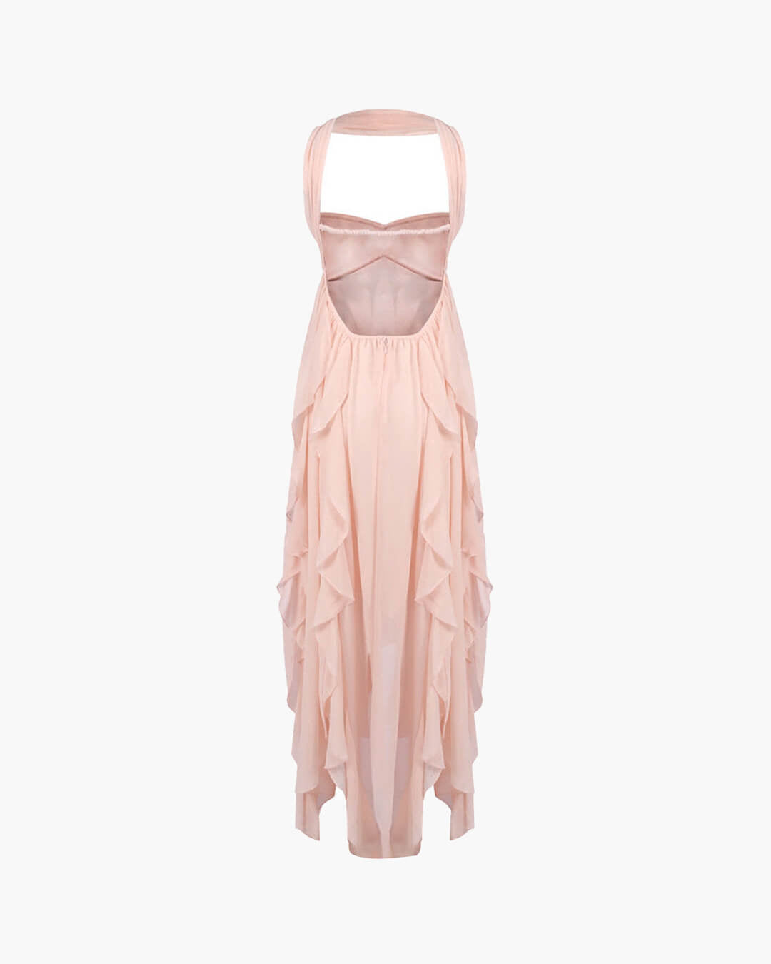 Harper vestido largo strapless con volantes