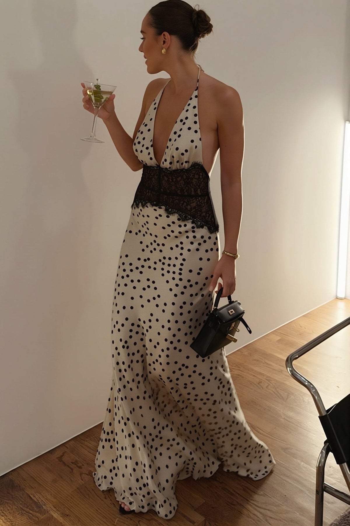 Miriam Vestido Maxi de Encaje con Lunares