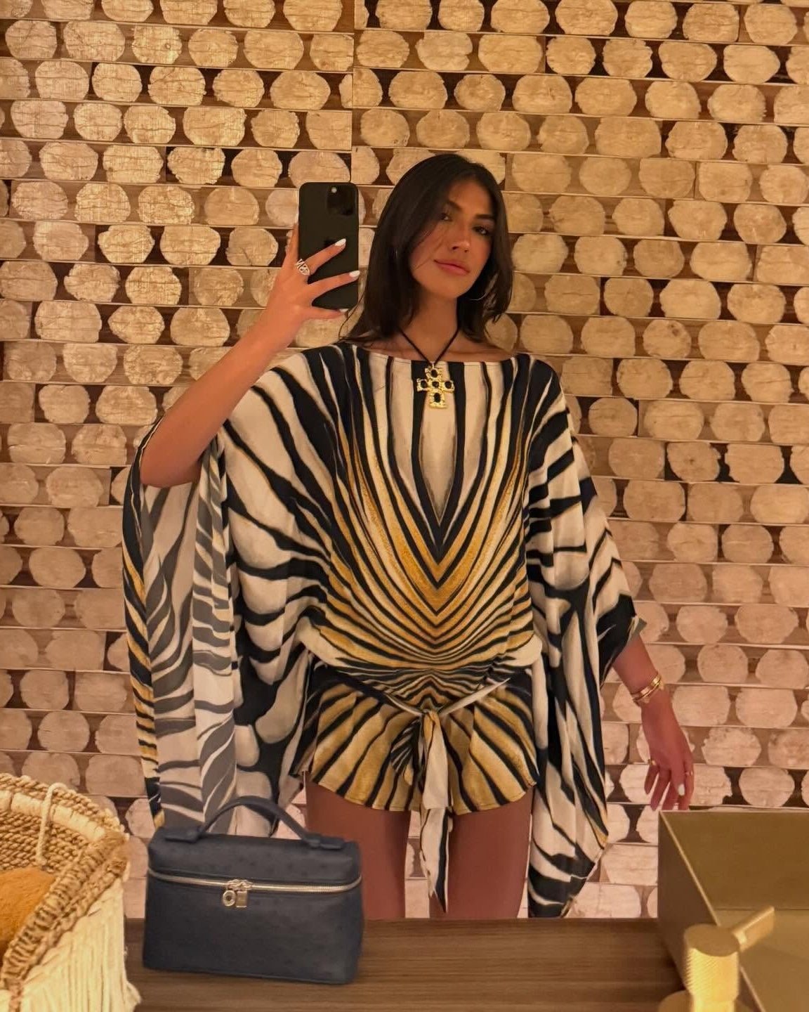 Margot kaftán con estampado de cebra