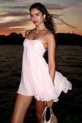 Vestido mini de gasa Mireille con hombros descubiertos