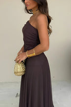 Vestido maxi Sienna sin hombros con fruncido