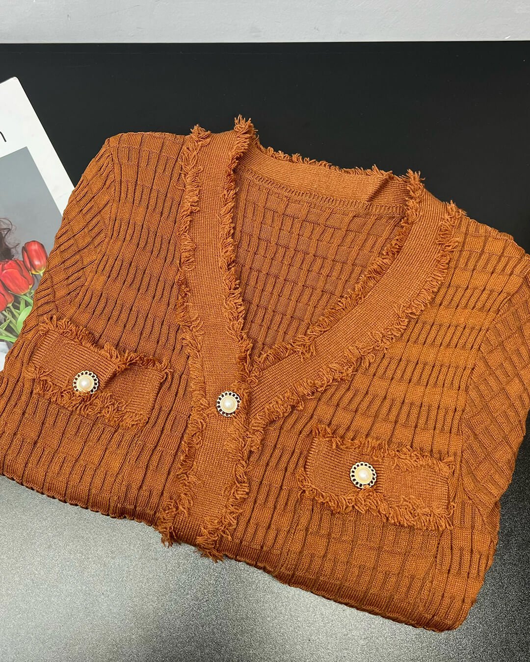 Sabrina vestido suéter de punto con escote en V