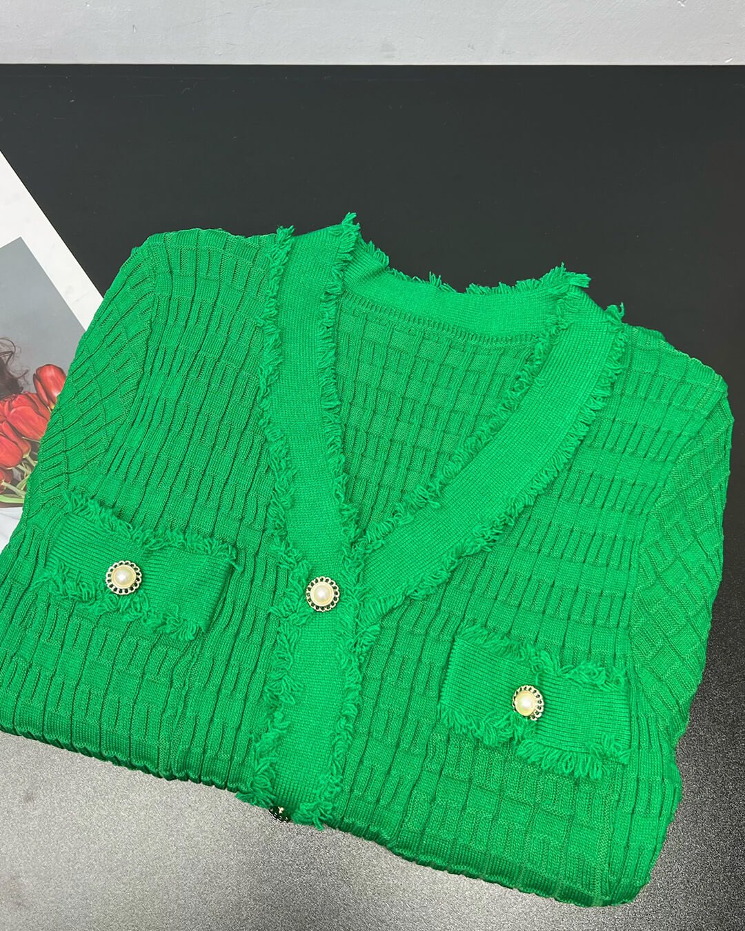 Sabrina vestido suéter de punto con escote en V