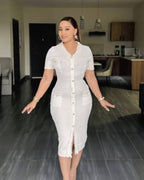 Sabrina vestido suéter de punto con escote en V