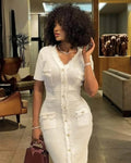 Sabrina vestido suéter de punto con escote en V