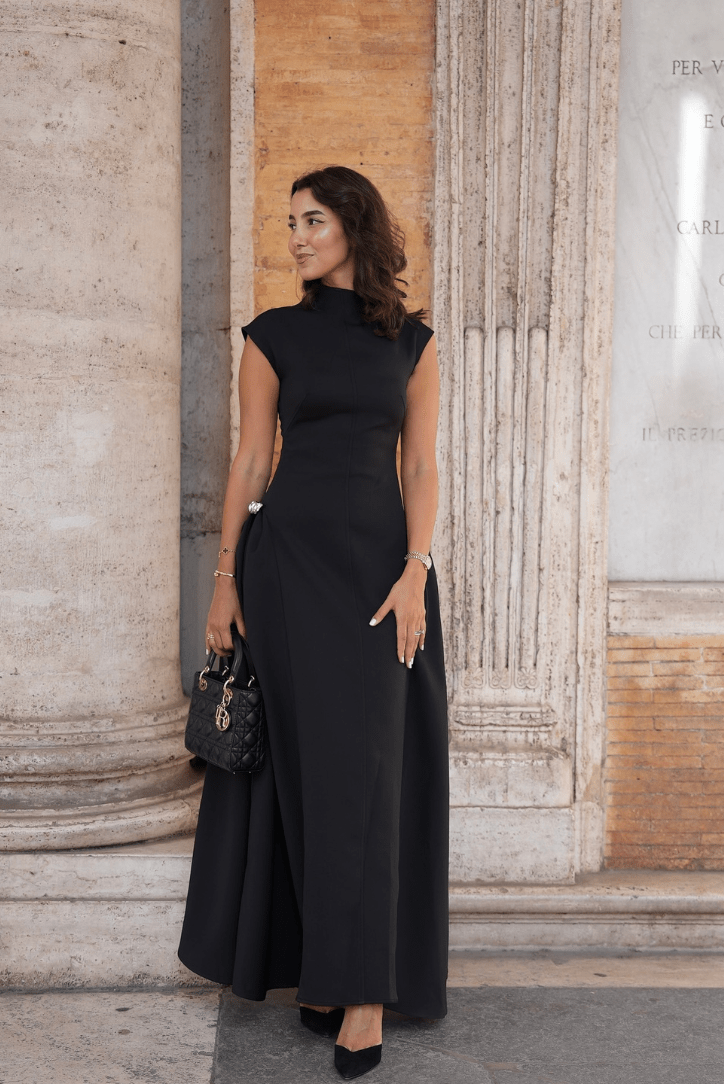 Veronica vestido maxi con cuello alto