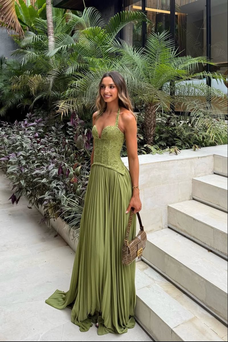 Vestido maxi Vivian plisado con corsé