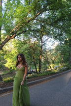 Vestido maxi Vivian plisado con corsé