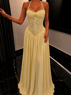 Gloria vestido maxi halter con corsé
