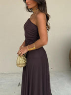 Anya vestido maxi drapeado