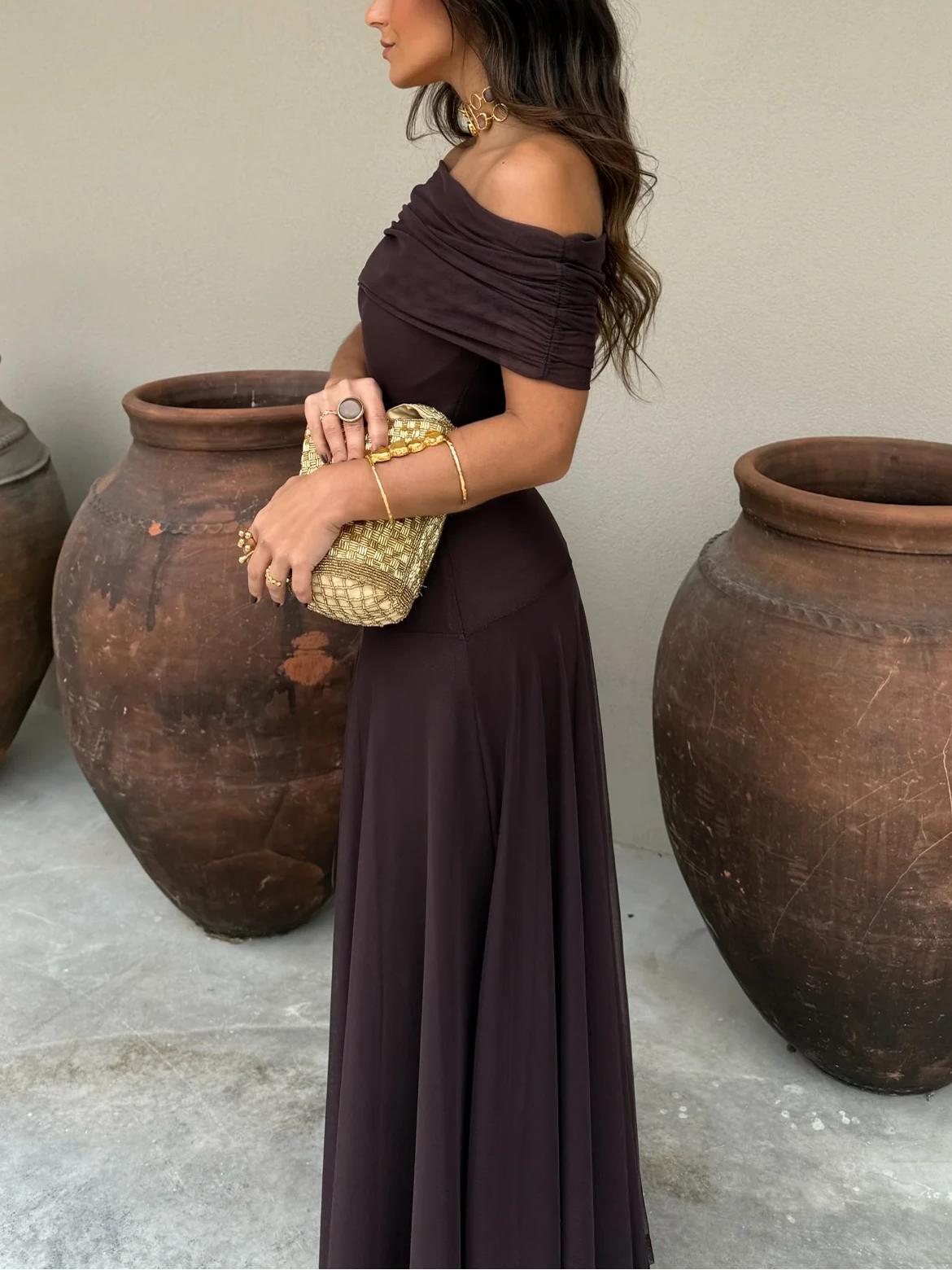 Anya vestido maxi drapeado