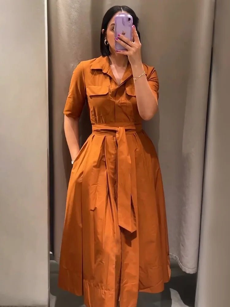Vestido Midi Camisero Ariane con Cinturón