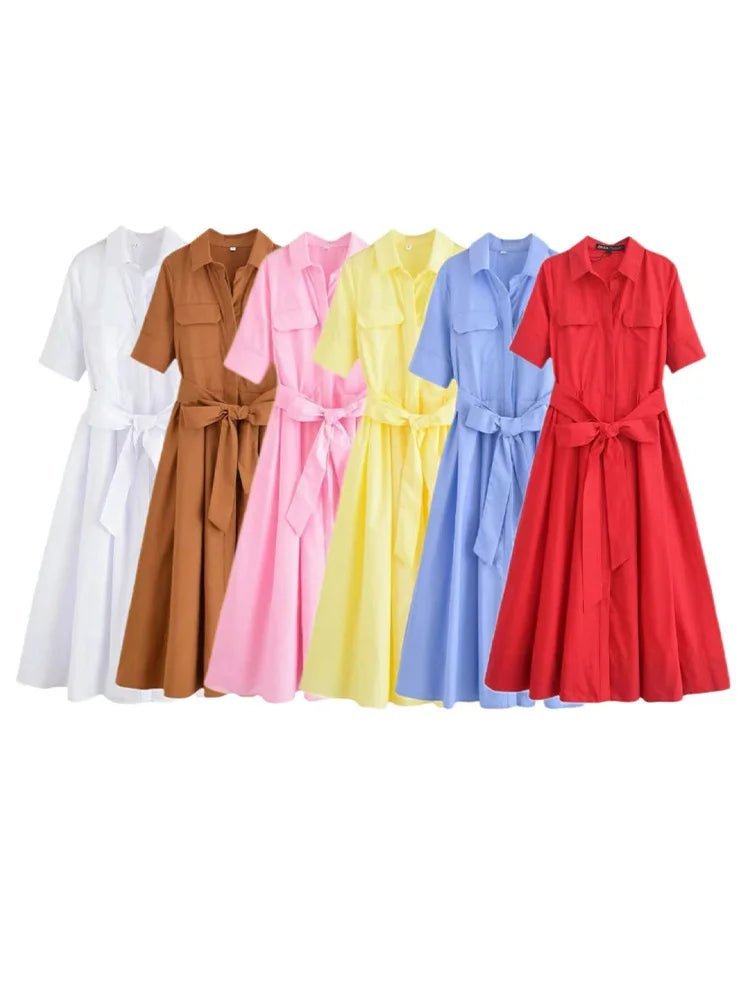 Vestido Midi Camisero Ariane con Cinturón