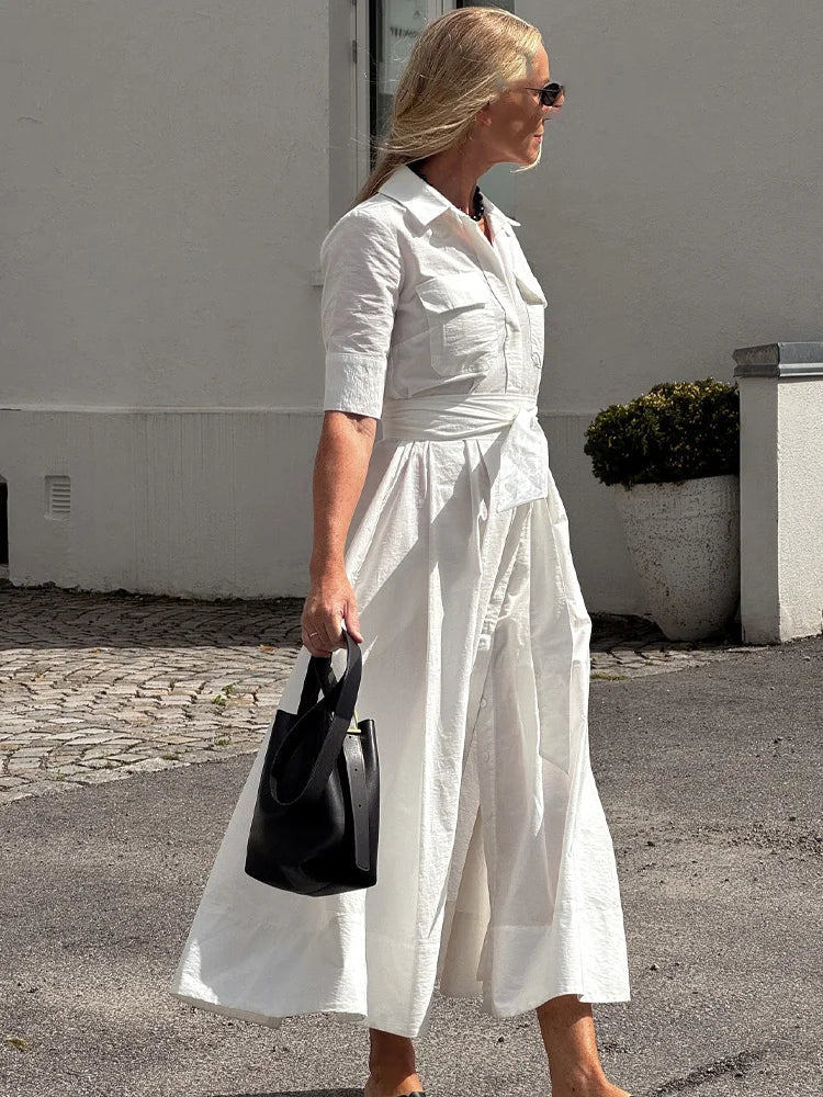 Vestido Midi Camisero Ariane con Cinturón