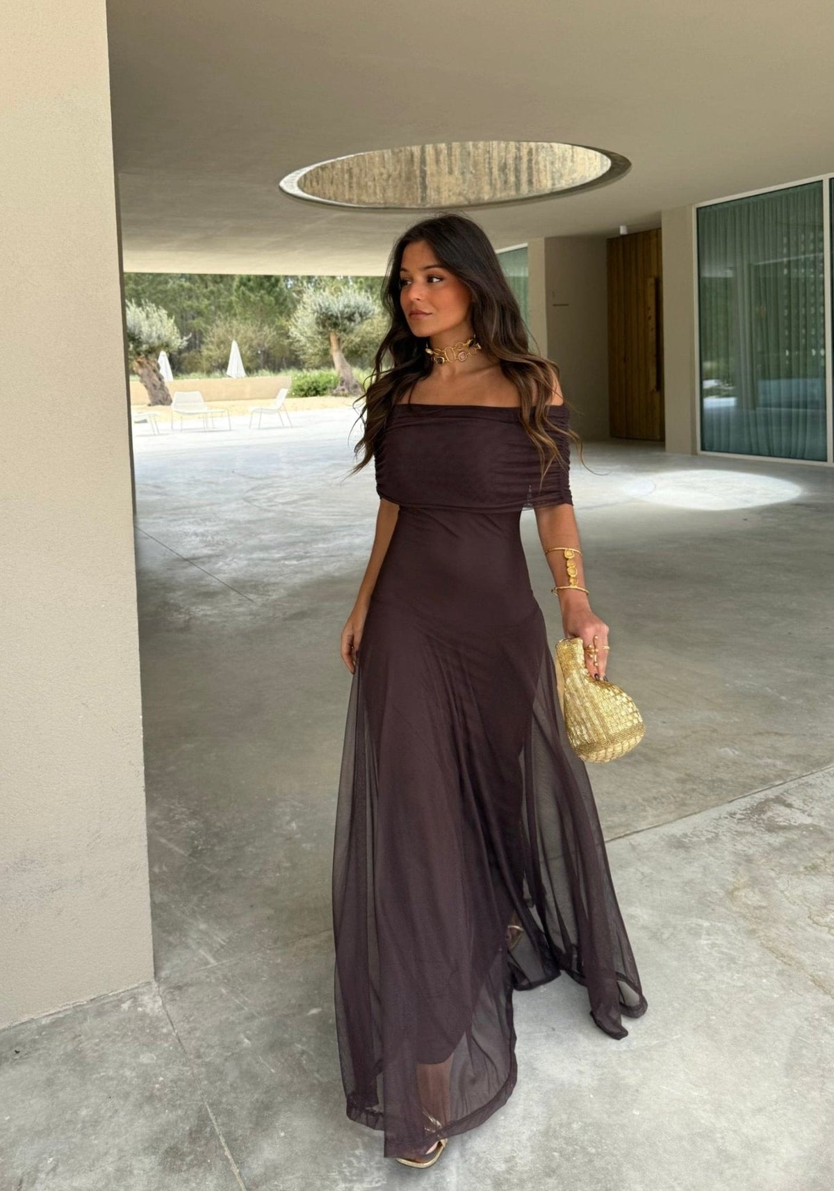 Vestido maxi Daniella de malla