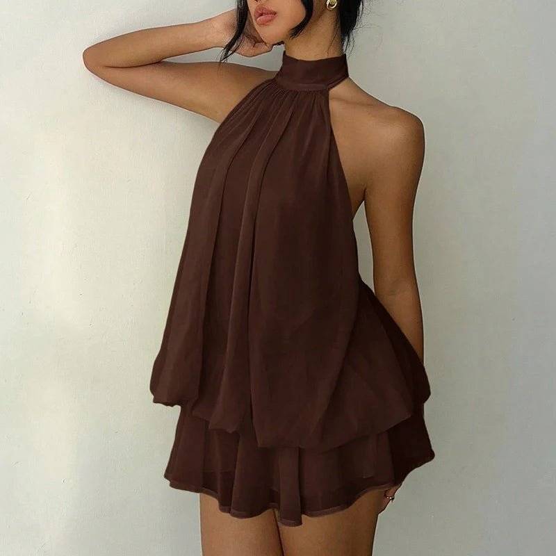 Vestido mini sin espalda de cuello halter Eden