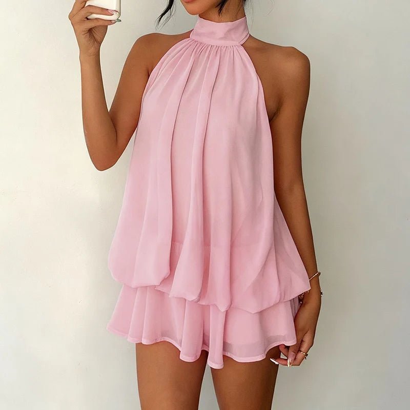 Vestido mini sin espalda de cuello halter Eden