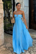 Vestido maxi Lindsay con aberturas y plisado