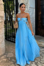 Vestido maxi Lindsay con aberturas y plisado