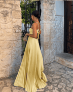 Vestido maxi Lindsay con aberturas y plisado
