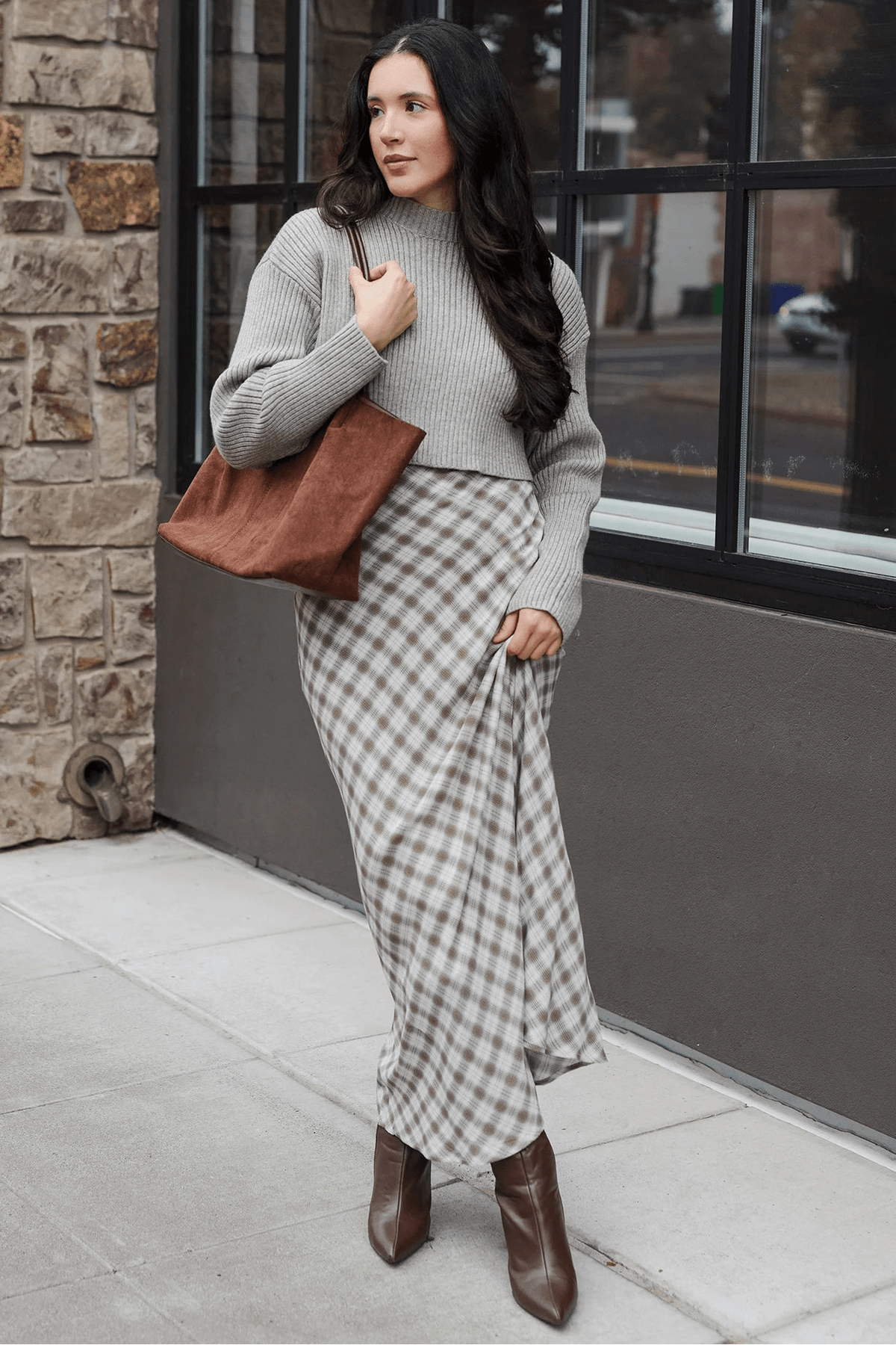 Bolso Tote de Ante Cheska con Estuche