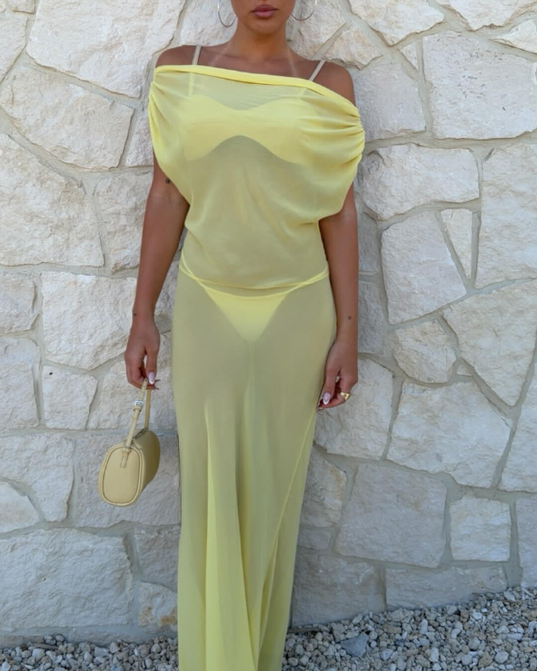 Leah Vestido Maxi de Malla con Espalda Descubierta