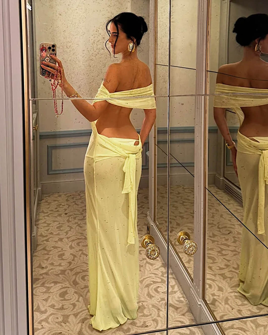 Leah Vestido Maxi de Malla con Espalda Descubierta