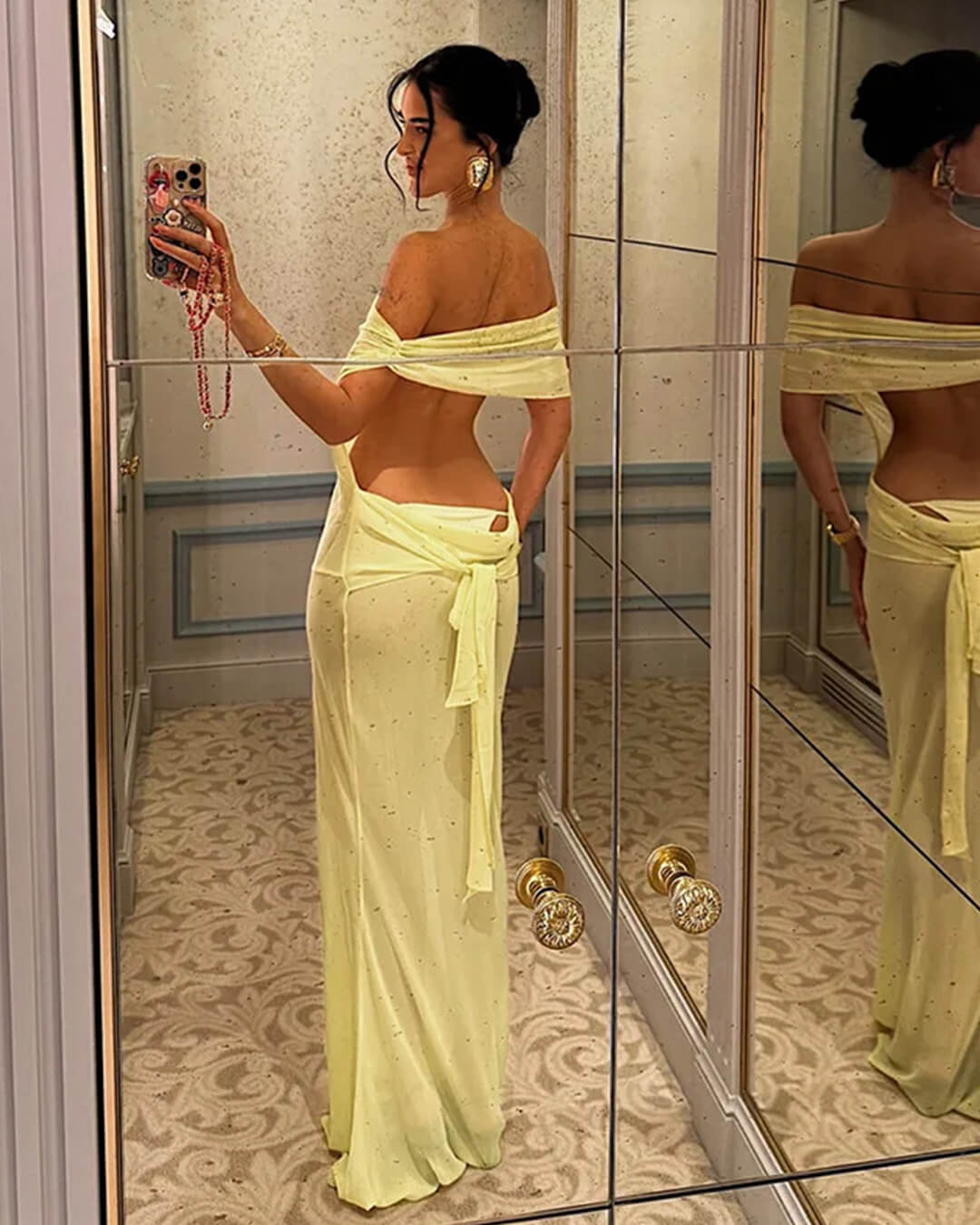 Leah Vestido Maxi de Malla con Espalda Descubierta
