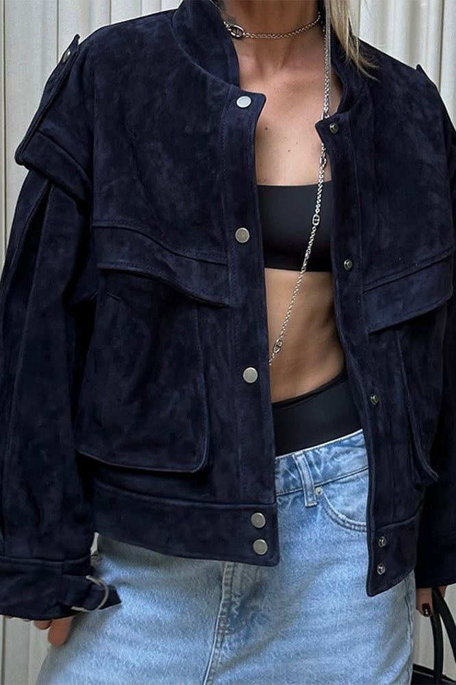 Mila chaqueta de ante sintético hombros anchos