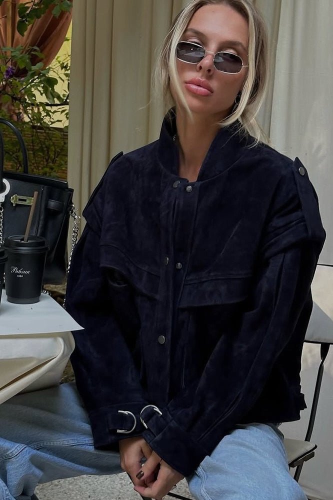 Mila chaqueta de ante sintético hombros anchos