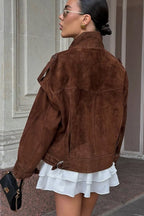 Mila chaqueta de ante sintético hombros anchos