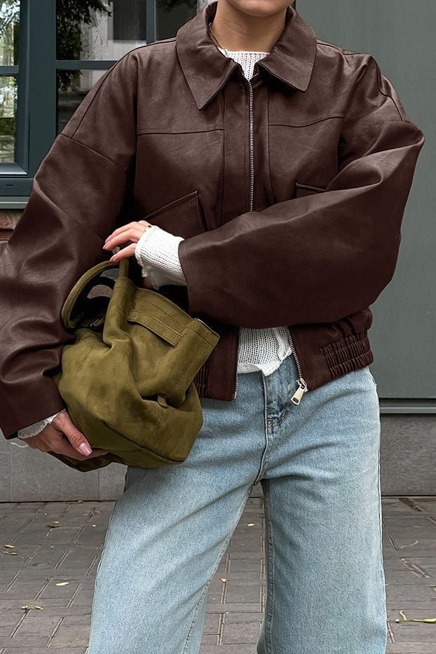 Azara Vintage Chaqueta de Piel Sintética
