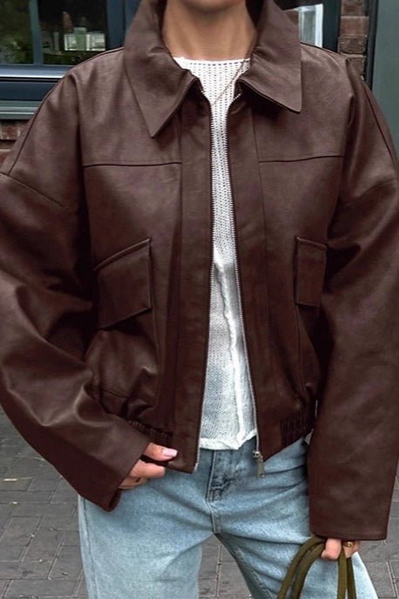 Azara Vintage Chaqueta de Piel Sintética