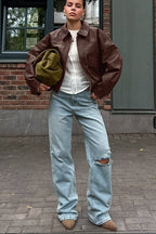 Azara Vintage Chaqueta de Piel Sintética