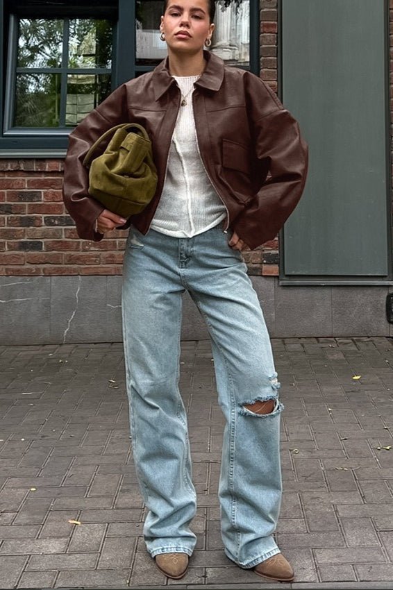 Azara Vintage Chaqueta de Piel Sintética