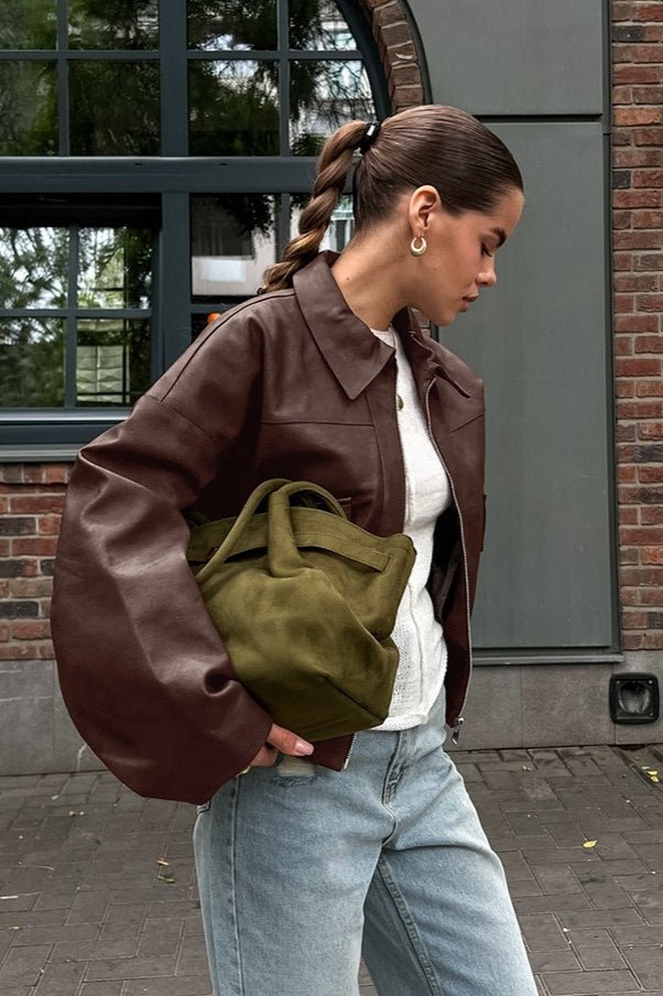 Azara Vintage Chaqueta de Piel Sintética