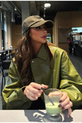 Chaqueta Bilge Vintage Verde envejecido de cuero sintético