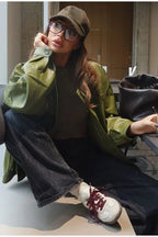 Chaqueta Bilge Vintage Verde envejecido de cuero sintético